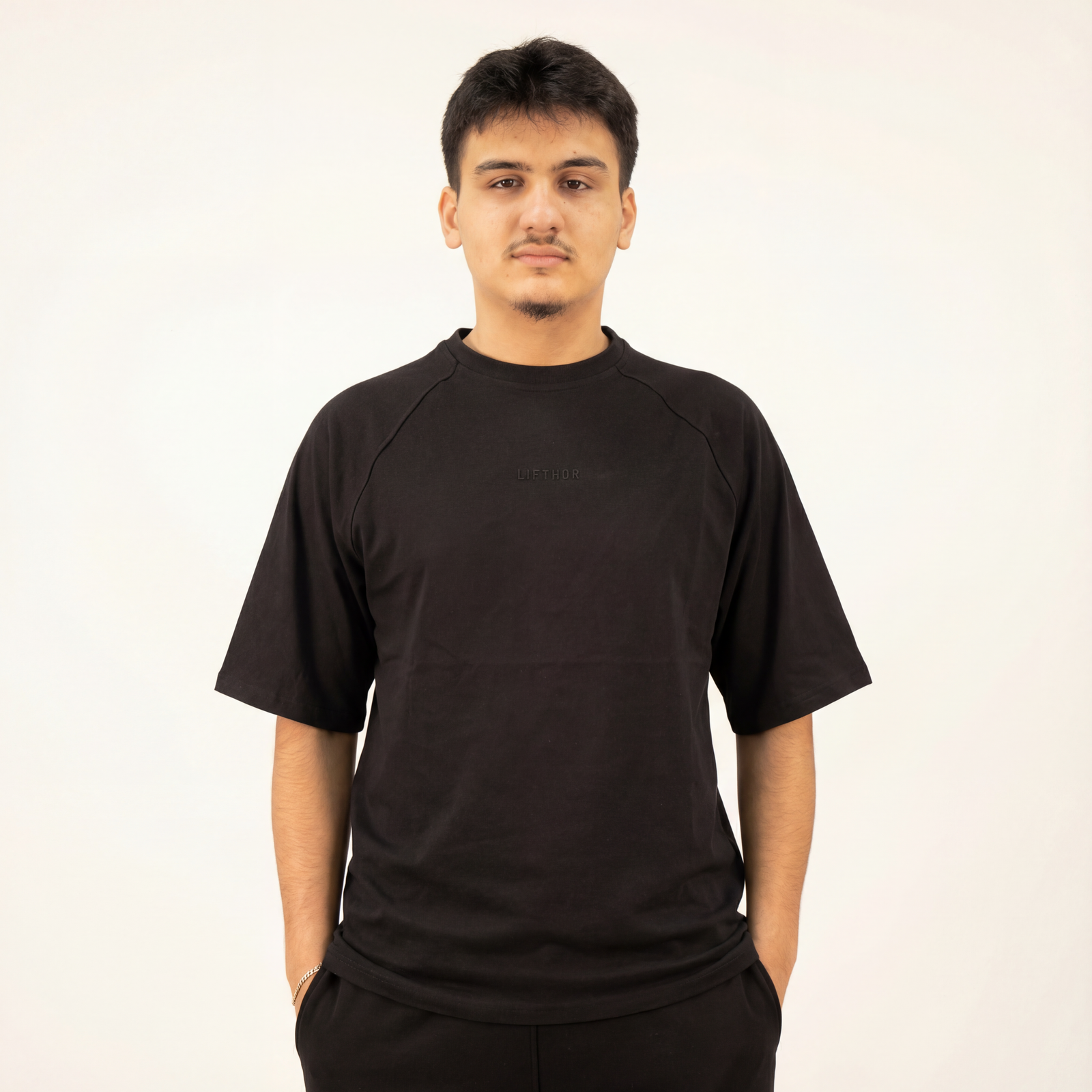 Düz Basic Baskılı Oversize Tişört Siyah