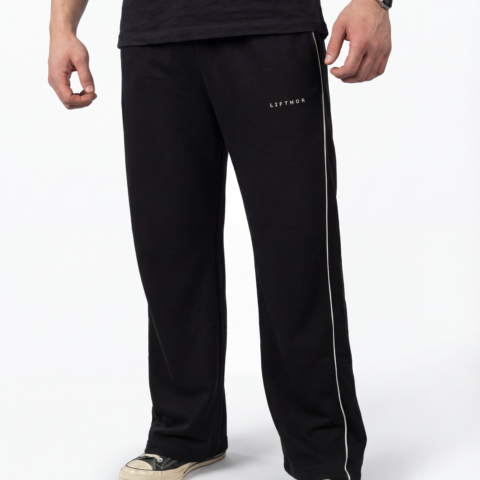 Beyaz Çizgi Detaylı Eşofman Siyah