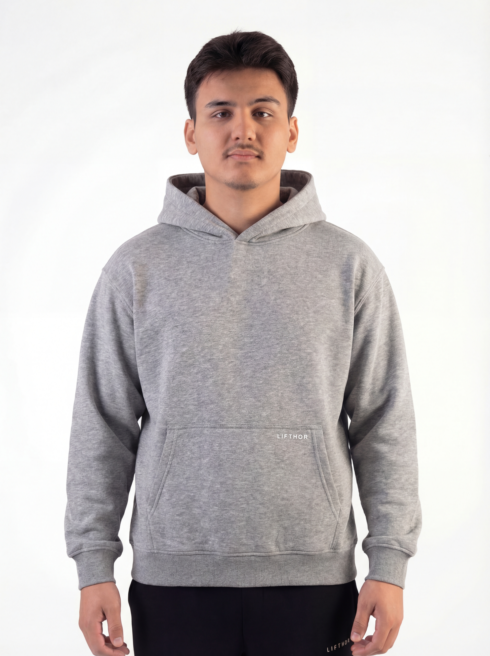 Oversize Basic Hoodie Gri