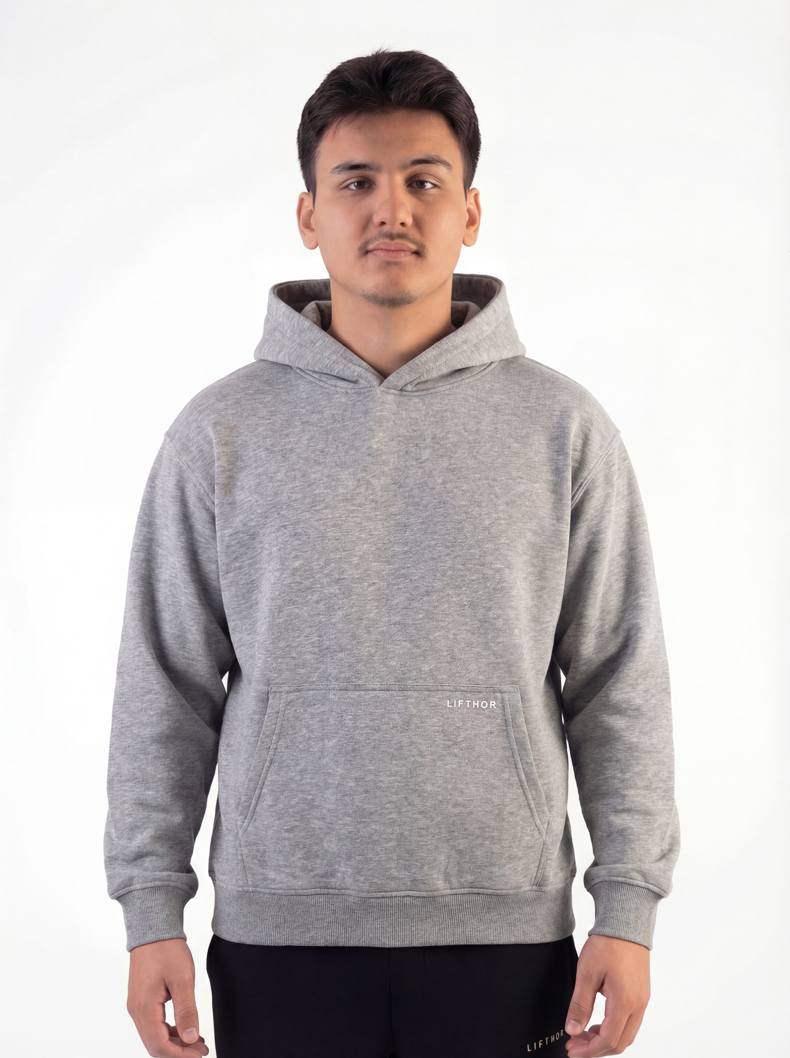 Oversize Basic Hoodie Gri